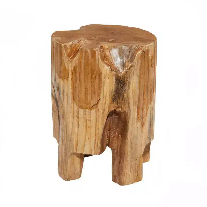 Contemporary Live Edge Teak Wood Stool Brown - Olivia & May: Handmade, No Assembly, Indoor Use