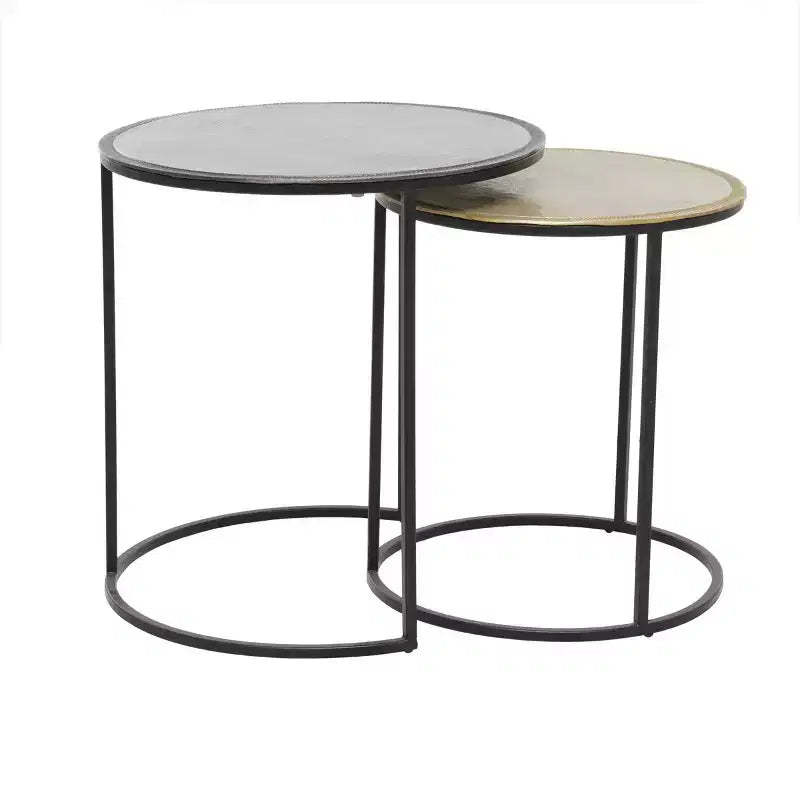 2pc Industrial Aluminum Accent Tables Black - Olivia & May