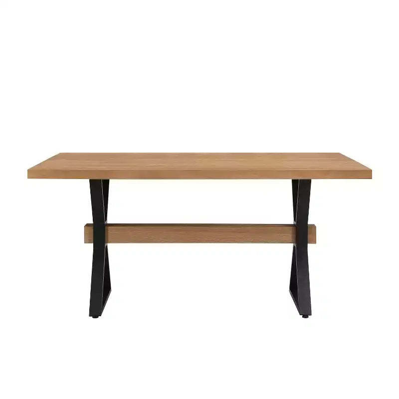 Christopher Knight Home Cora 63" Rustic Metal and Wood X-Shape Dining Table Natural