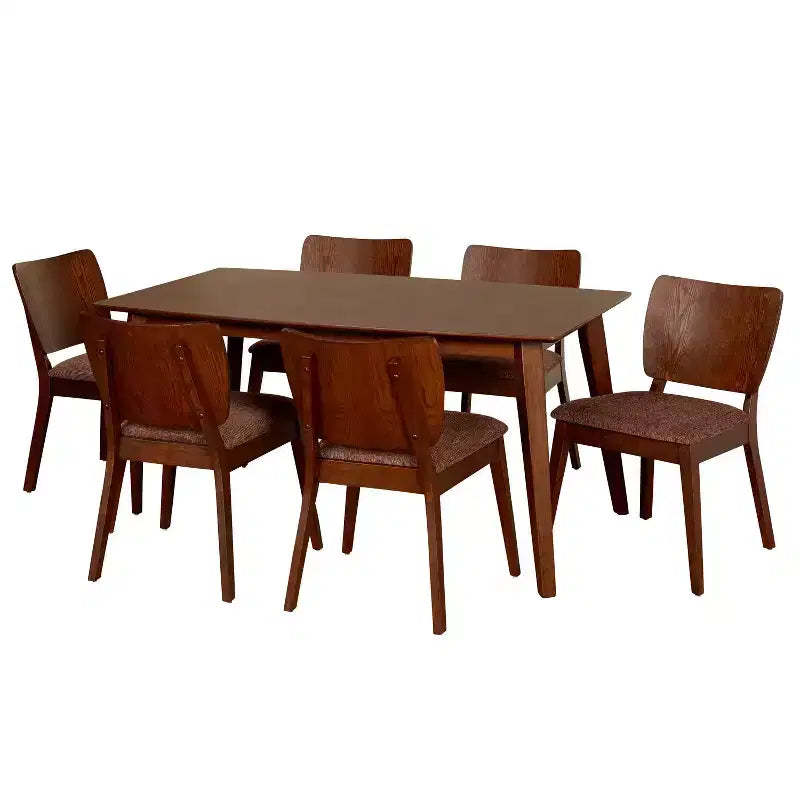 Buylateral 7pc Bernard Mid-Century Dining Set Walnut
