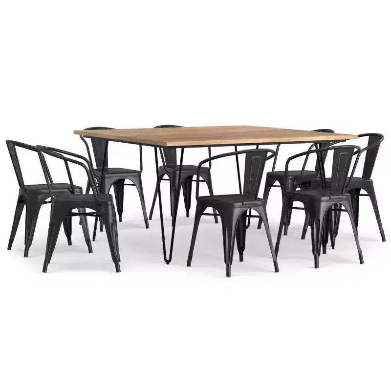WyndenHall 9pc Elisse Moreno Dining Set Distressed Black/Silver