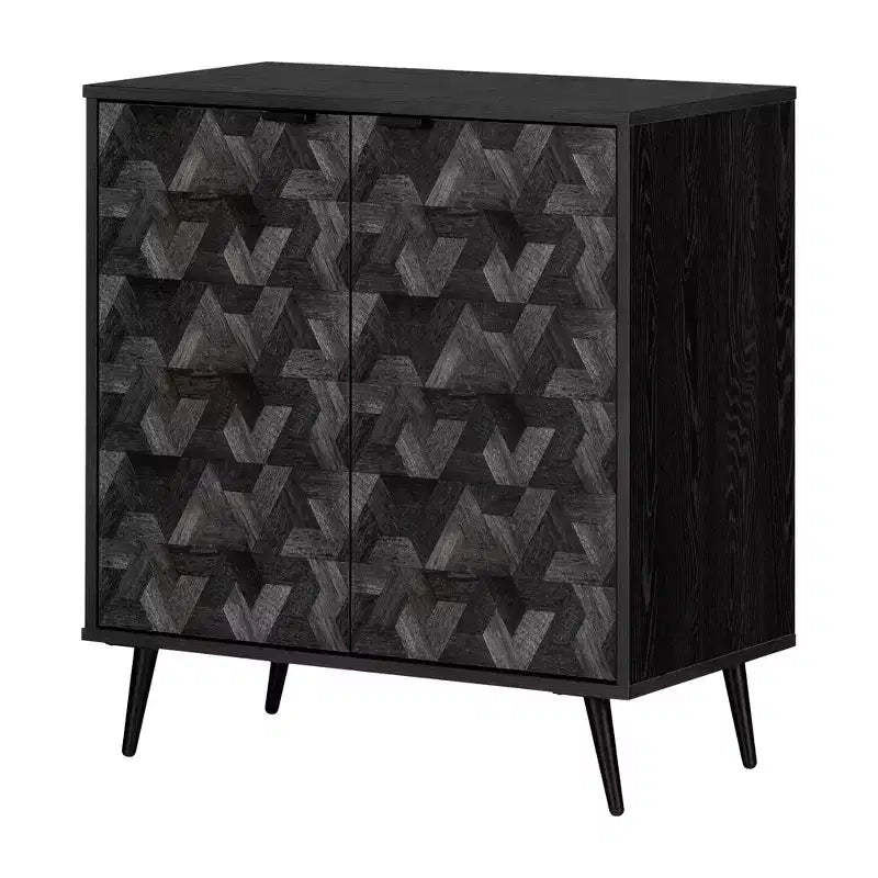 South Shore Oxford 2 Door Storage Cabinet Black Oak/Dark Gray