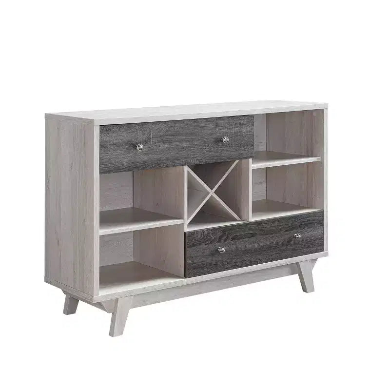 Brassex Jude Multi-Tier Buffet Server with Storage White Oak/Gray