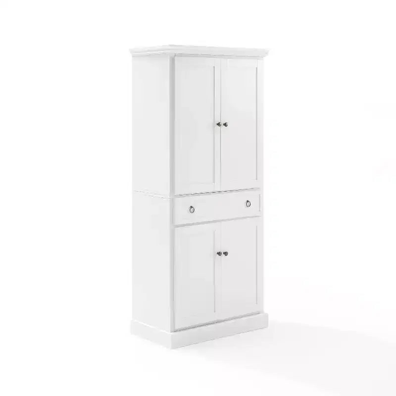 Winston Storage Pantry White - Crosley: Tall Double-Door Cabinet, 5 Shelves, Traditional Style