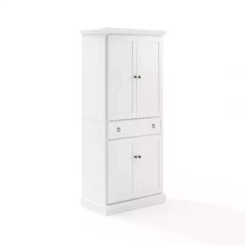 Winston Storage Pantry White - Crosley: Tall Double-Door Cabinet, 5 Shelves, Traditional Style