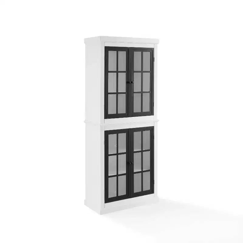Cecily Tall Storage Pantry White/Matte Black - Crosley: Adjustable Shelves, MDF Frame, Two-Tone Finish, 72" Height