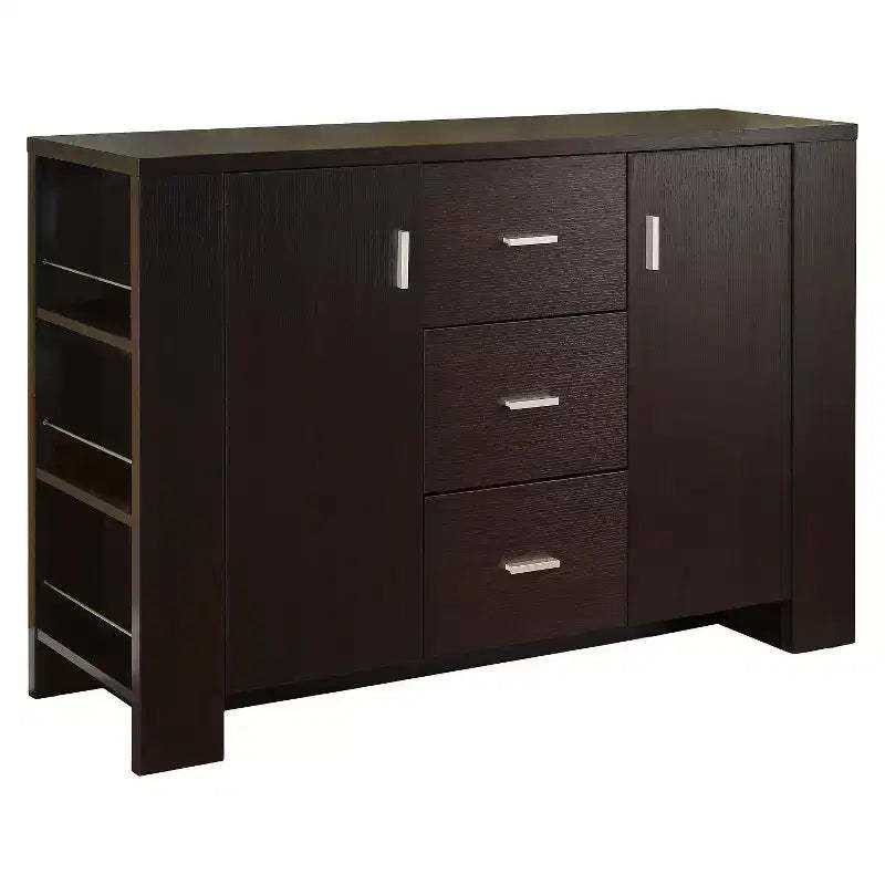 Inger Modern Buffet w/Side Shelves Espresso - HOMES: Inside + Out: Storage Console, Kitchen Hutch