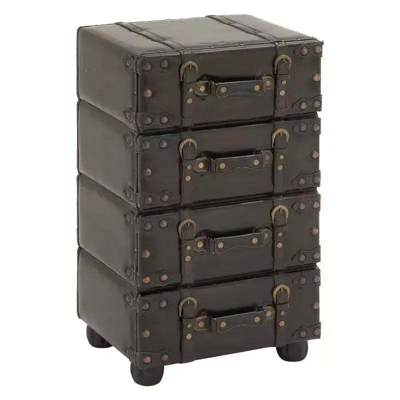 Wood Stacked Side Chest Dark Java - Olivia & May: Rubberwood Frame, No Assembly Required, 4-Drawer Dresser