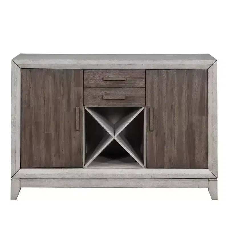 Abacus Server Alabaster/Honey - Steve Silver Co.: Transitional Style, Wine Rack, 2 Drawers & Doors