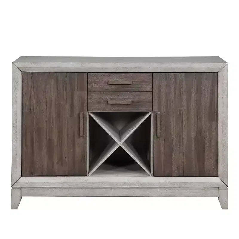 Abacus Server Alabaster/Honey - Steve Silver Co.: Transitional Style, Wine Rack, 2 Drawers & Doors