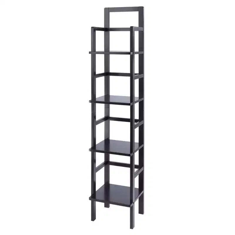 Aiden Narrow Bakers Rack Coffee - Winsome Wood: 4-Tier Storage, Lacquered Wood Finish, Fixed Shelves