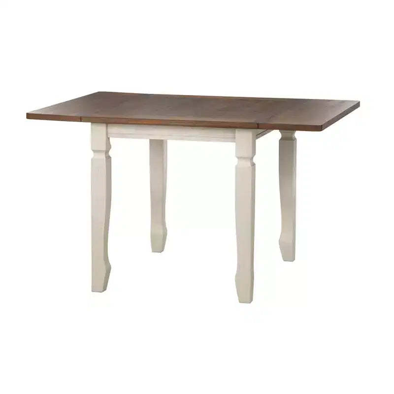 Buylateral Maryland Farmhouse Drop Leaf Dining Table Walnut/White