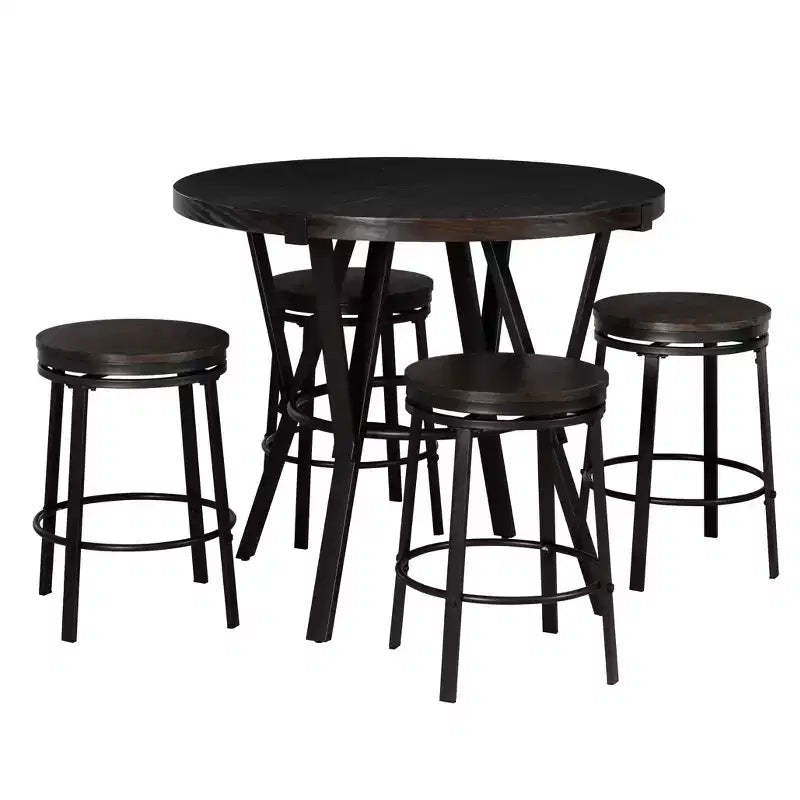 Powell 5pc Galway Round Dining Set Charcoal