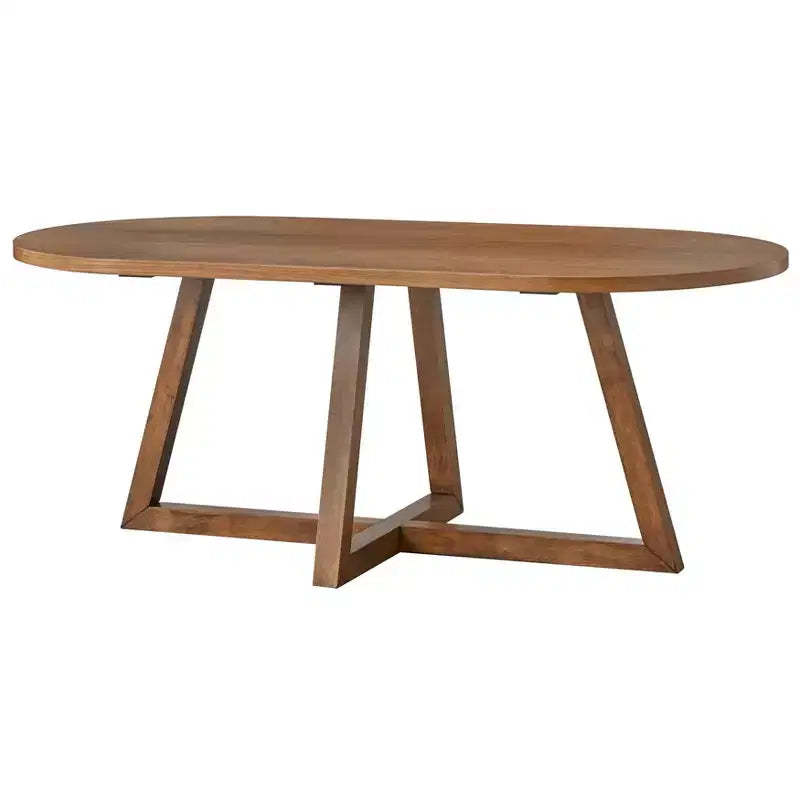 Lifestorey Valissa Modern Oval Trestle Dining Table Walnut