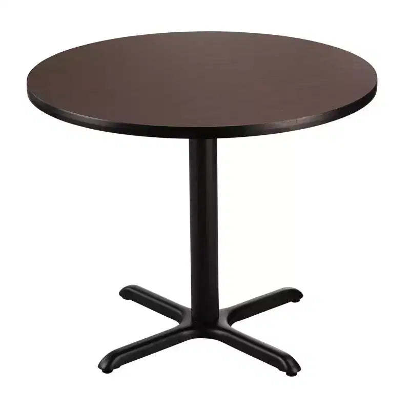 36" Round Composite Core Dining Height Dining Table Laminated Mahogany with Black Steel Base - National Public Seating: Modern Style, Seats 4