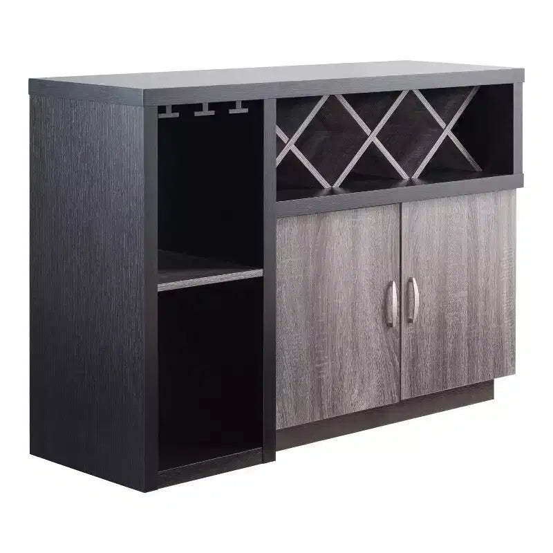 Alsco Buffet Server with Wine Rack Distressed Gray/ Light Oak - HOMES: Inside + Out