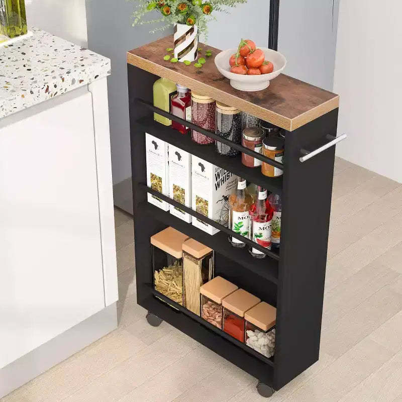 LITTLE TREE 4 Tier Slim Storage Cart Brown