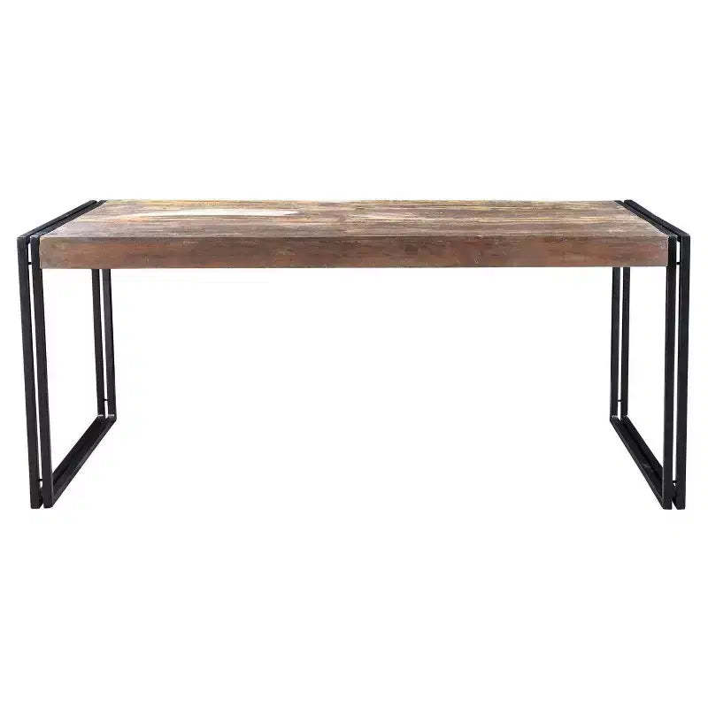 71" Old Reclaimed Wood Dining Table with Iron Legs Natural/Black - Timbergirl: Sturdy, Rustic, Non-Extension, Seats 6