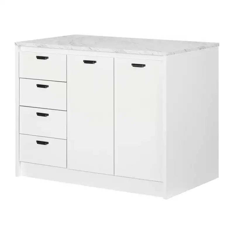 South Shore Amaro Kitchen Island: Storage, 4 Drawers, 2 Doors, Laminate Surface