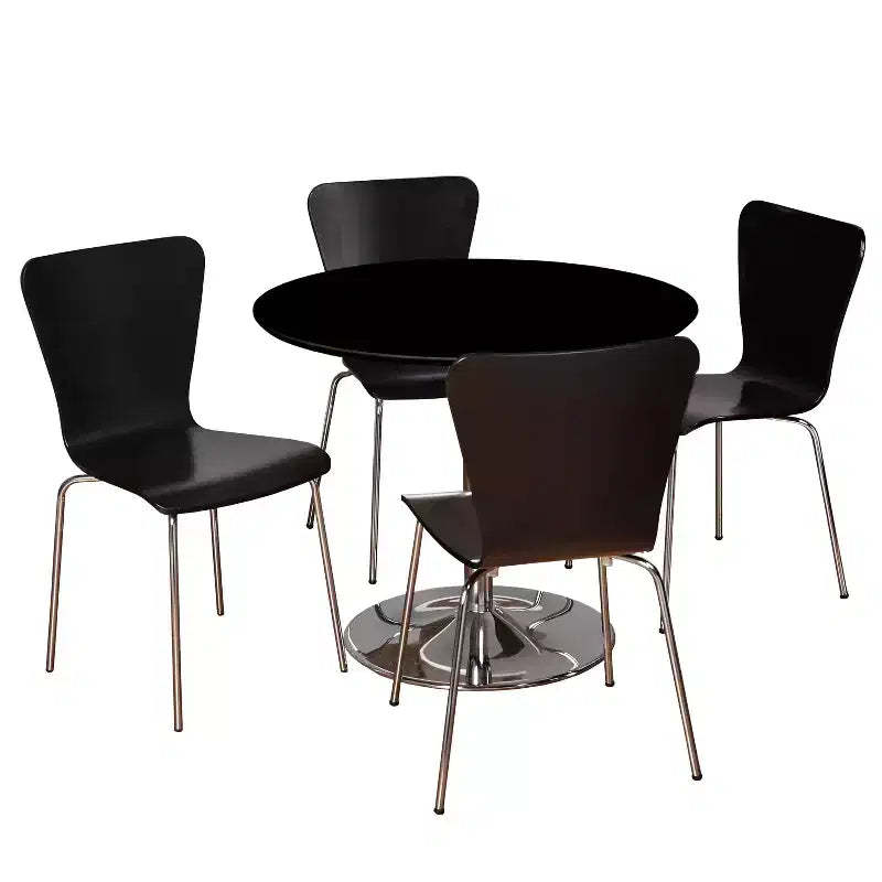 Buylateral 5pc Hillsboro Space Saving 35.4" Round Dining Set with Stackable Chairs Black