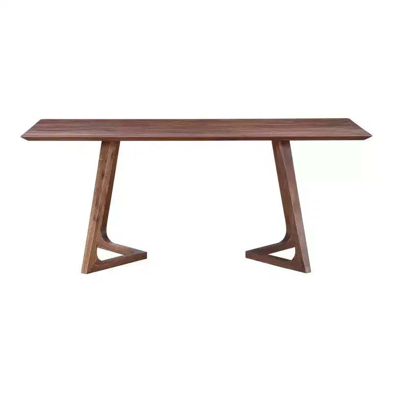 Grizzly Flats Dining Table Rectangular Walnut - Alder Bay: Modern Style, Seats 8, Wood Double Pedestal Base