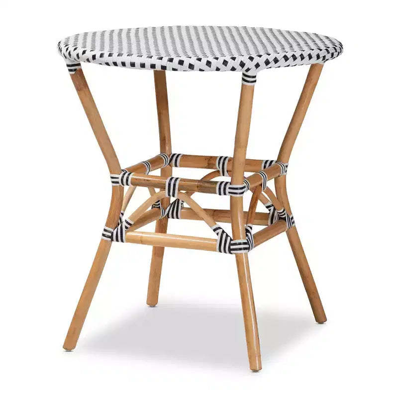 Tavor Weave and Rattan Dining Table Natural/Brown - bali & pari: Bohemian Style, 4-Seater, No Assembly Required