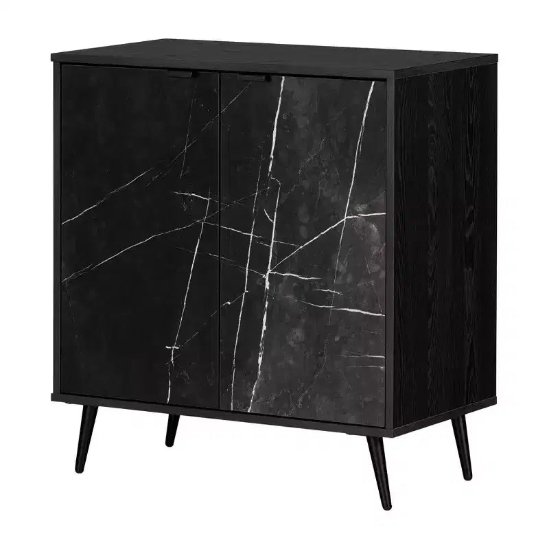 South Shore Oxford 2 Door Storage Cabinet Black Oak/Black