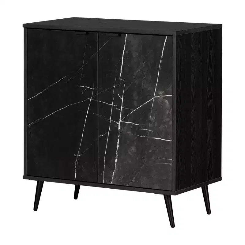 South Shore Oxford 2 Door Storage Cabinet Black Oak/Black