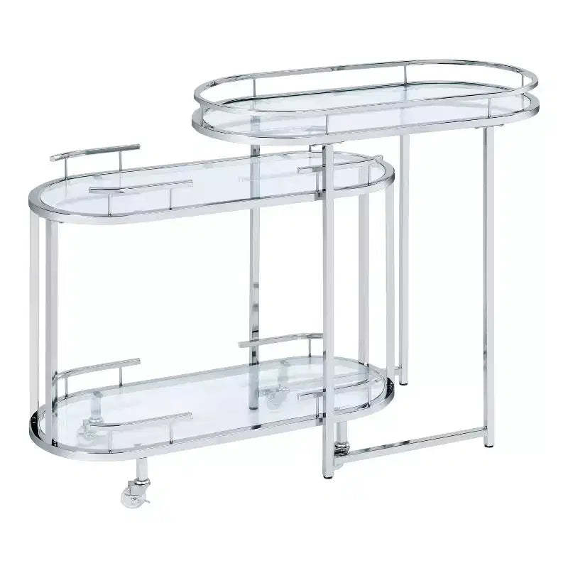 24/7 Shop At Home Carrowdore: Mobile Beverage Cart with Lockable Wheels, 3-Tier Chrome Finish