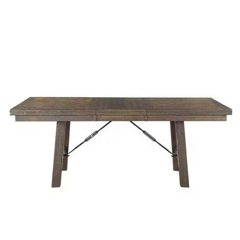 Dex 7pc Extendable Dining Table Set and 6 Upholster Side Chairs Walnut Brown/Cream - Picket House Furnishings: Smokey Finish, Flared Legs