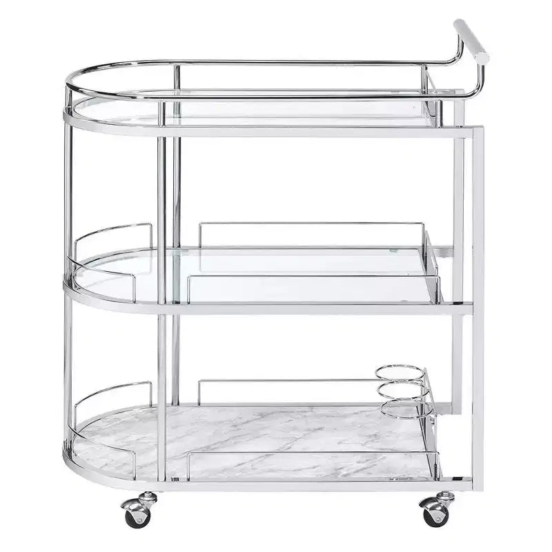 Acme Furniture Inyo Bar Serving Cart Clear Glass/Chrome Finish