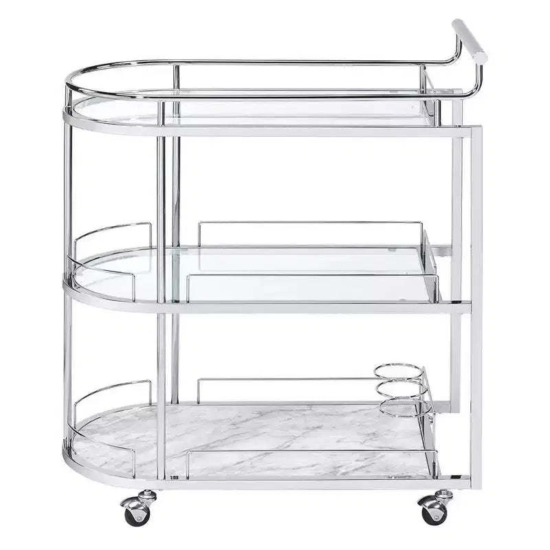 Acme Furniture Inyo Bar Serving Cart Clear Glass/Chrome Finish