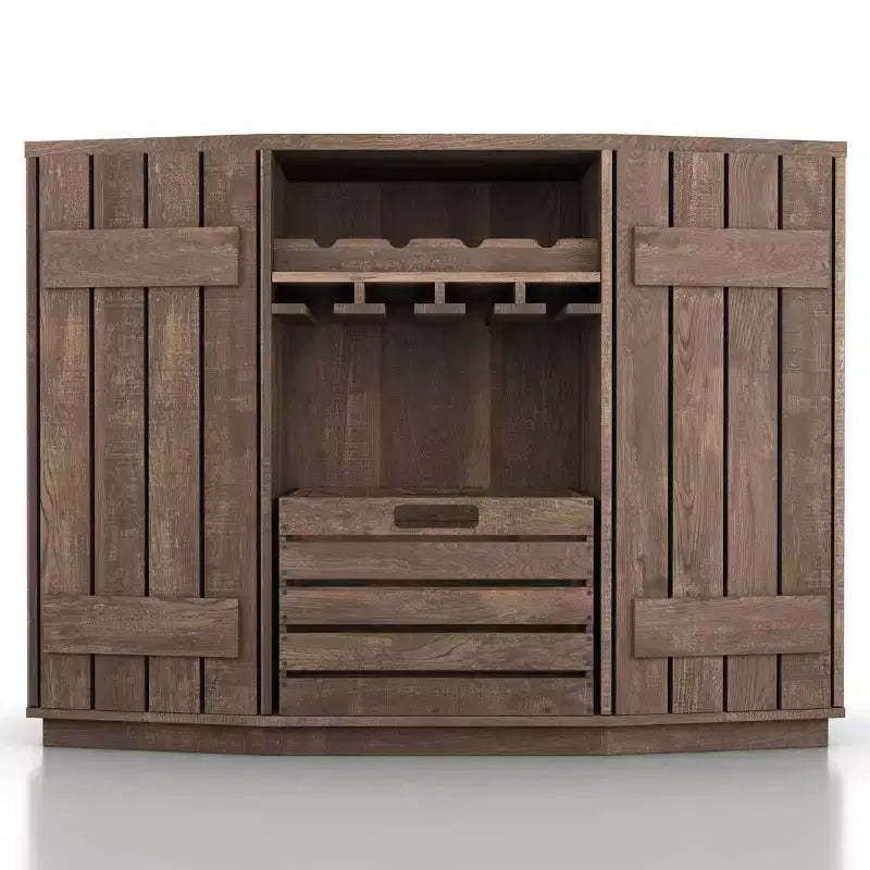 HOMES: Inside + Out Candy Plank Inspired Dining Buffet with Removable Crate Reclaimed Oak: Kitchen Storage, Stemware Rack