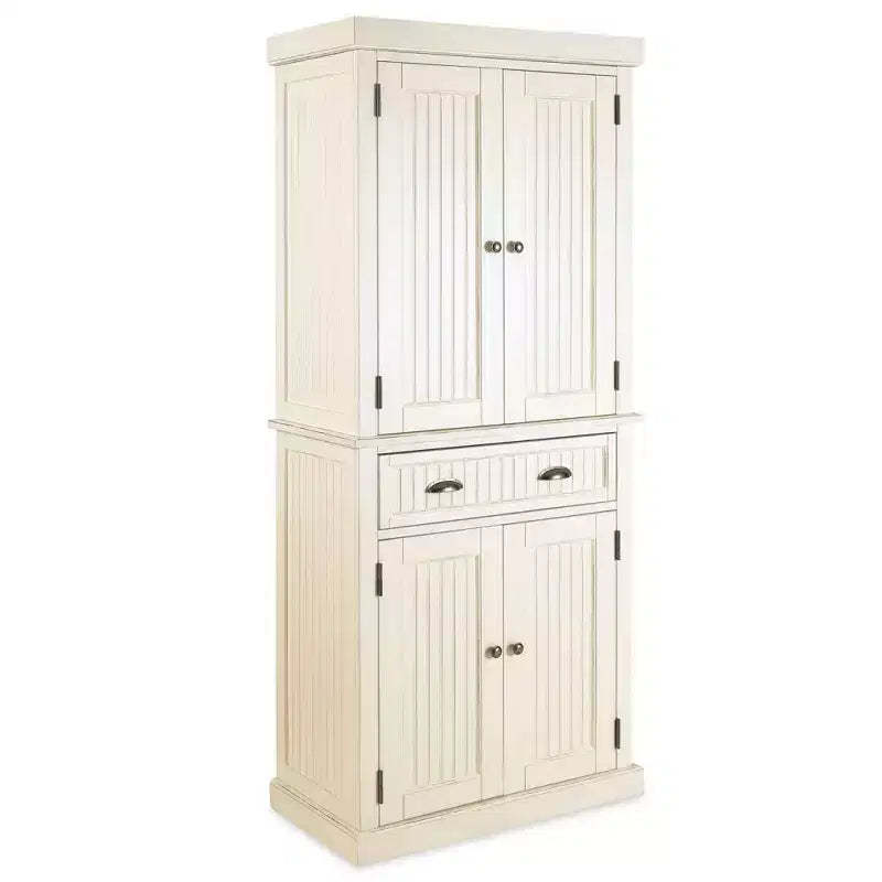 Nantucket Pantry Off White - Homestyles: Nautical Coastal Kitchen Cabinet, Hardwood Frame, Adjustable Shelves, 72" Height