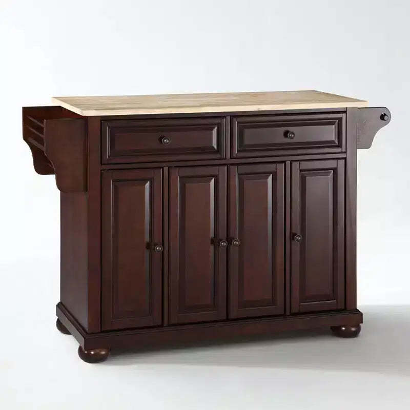 Alexandria Wood Top Full Size Kitchen Island/Cart Mahogany - Crosley