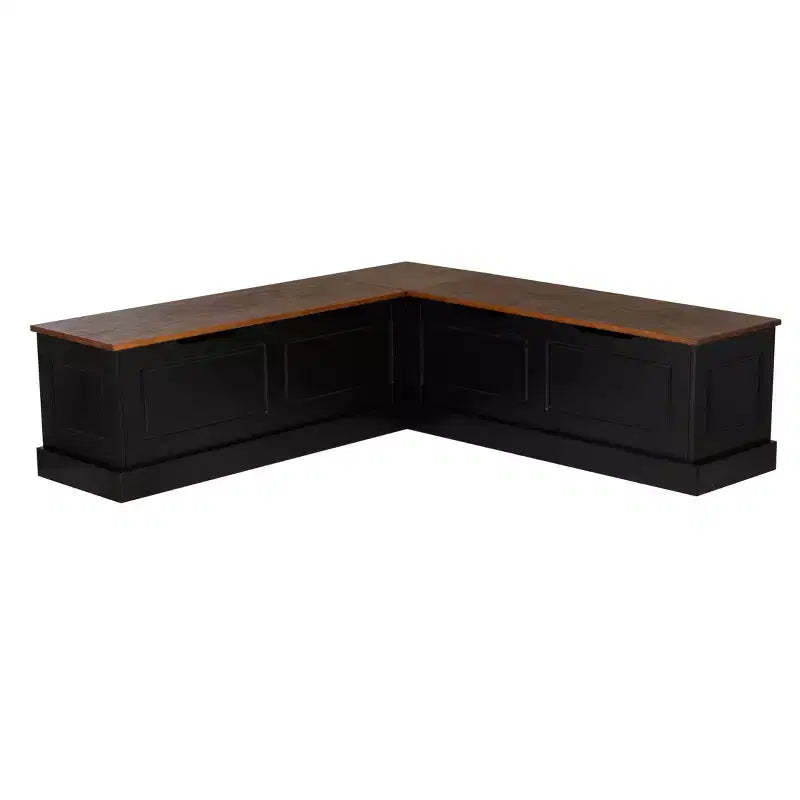 Linon Tobin Backless Nook Dining Set Black/Walnut