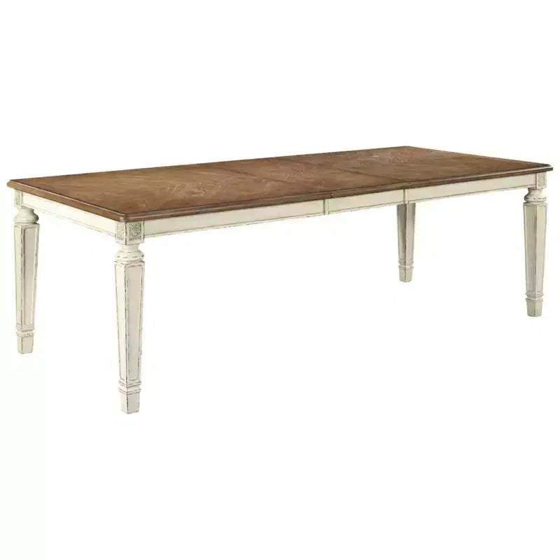 Realyn Rectangular Extendable Dining Table Chipped White: Seats 8, French Country Style - Signature Design by Ashley