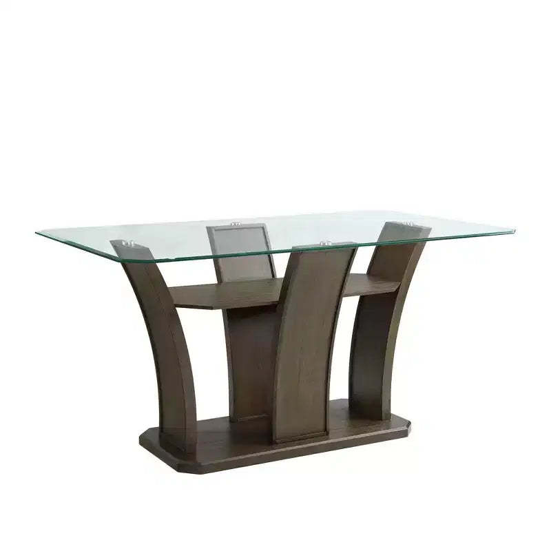 Simms Rectangular Counter Height Table Walnut - Picket House Furnishings: Glass Top, Mid-Century Modern, Seats 4