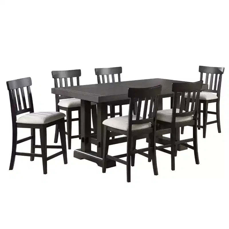7pc Napa Counter Height Dining Set Dusky Cedar - Steve Silver Co.: Expandable, Farmhouse Style, Seats 8-10