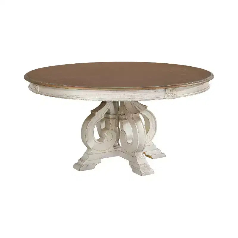 Frainio Round Dining Table White - HOMES: Inside + Out: Cottage Chic, Seats 6, Pedestal Base