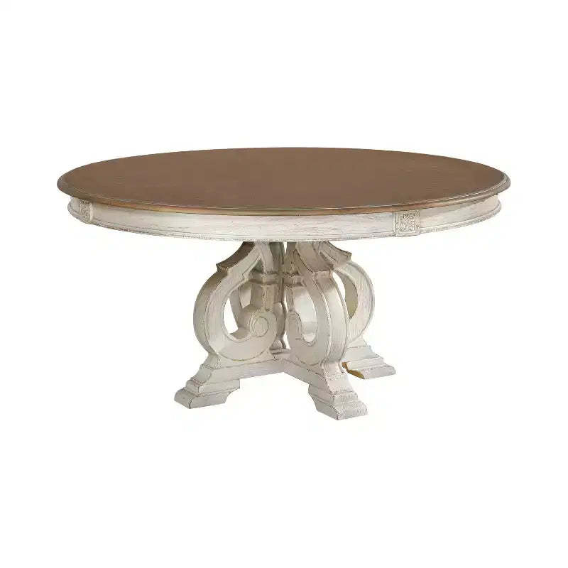 Frainio Round Dining Table White - HOMES: Inside + Out: Cottage Chic, Seats 6, Pedestal Base