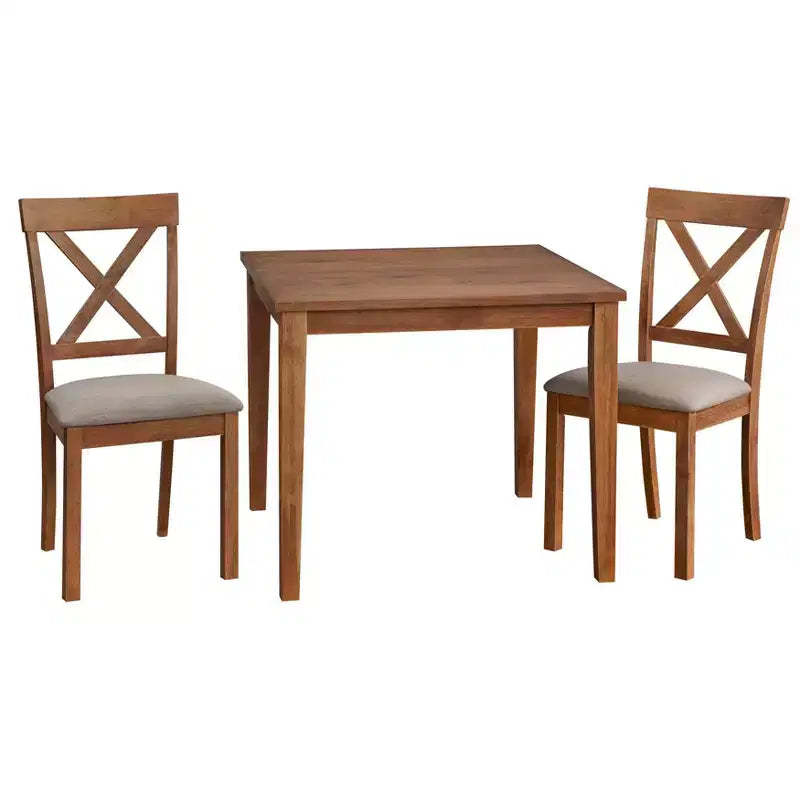 Buylateral 3pc Halsted Farmhouse 36" Square Dining Set Driftwood