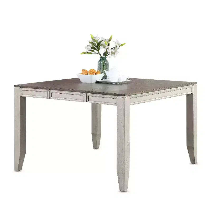 Abacus Counter Table Alabaster/Honey - Steve Silver Co.: 36" High, Square, Seats 8, Butterfly Leaf