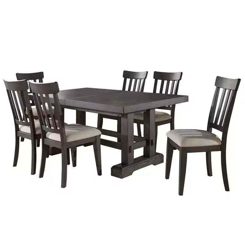 Steve Silver Co. 7pc Napa Dining Set Dusky Cedar: Rectangle Table, Upholstered Chairs, Veneer Finish