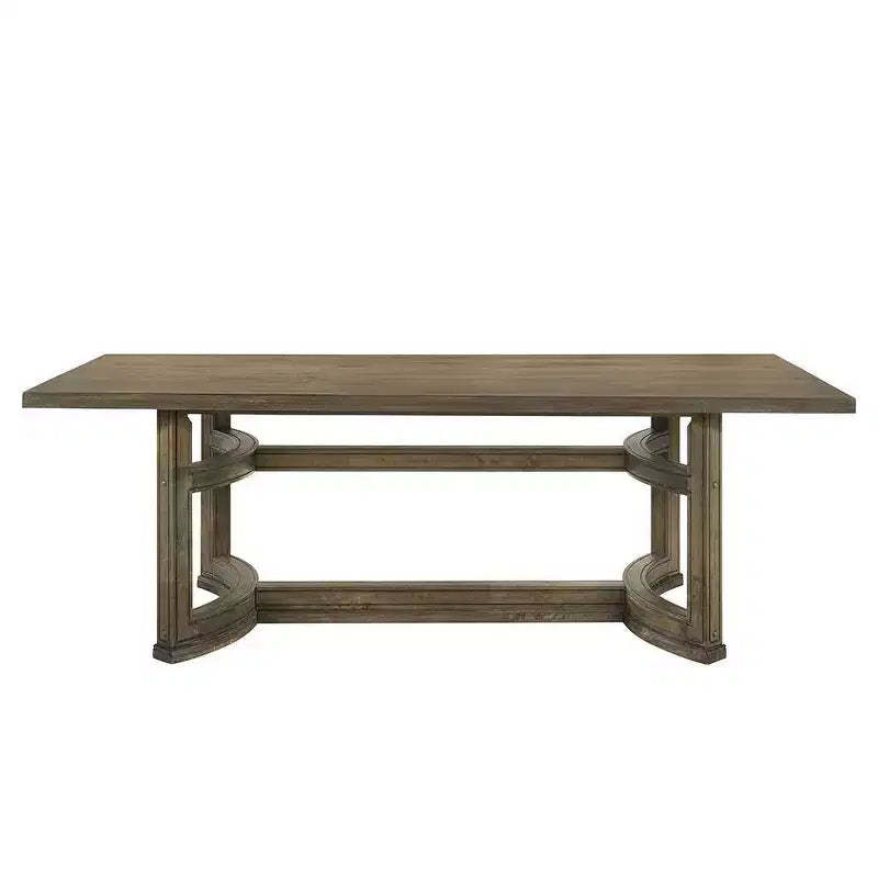 88" Parfield Dining Table Weathered Oak Finish - Acme Furniture: Vintage Walnut, Seats 6