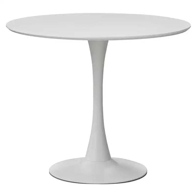 Buylateral Rho Faux Marble 35.5" Round Pedestal Dining Table All White