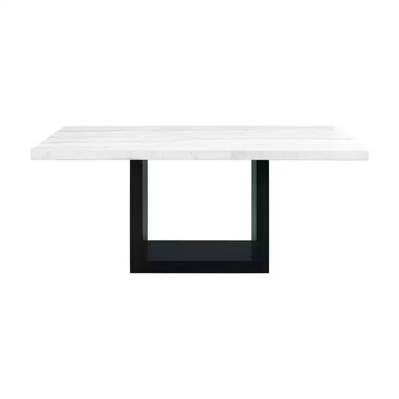 Picket House Furnishings Willow Marble Standard Height Dining Table White: Modern 6-Seater, MDF & Wood Veneer