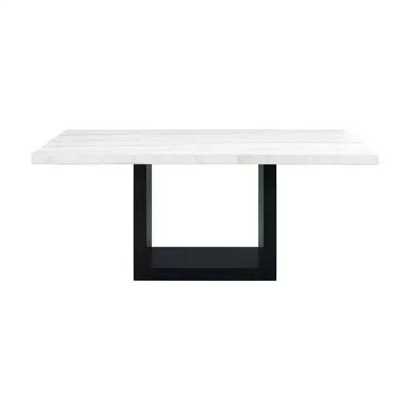 Picket House Furnishings Willow Marble Standard Height Dining Table White: Modern 6-Seater, MDF & Wood Veneer