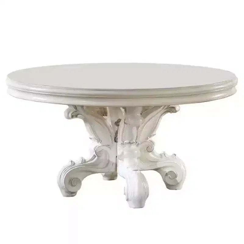 60" Versailles Dining Table PU Bone White Finsih - Acme Furniture