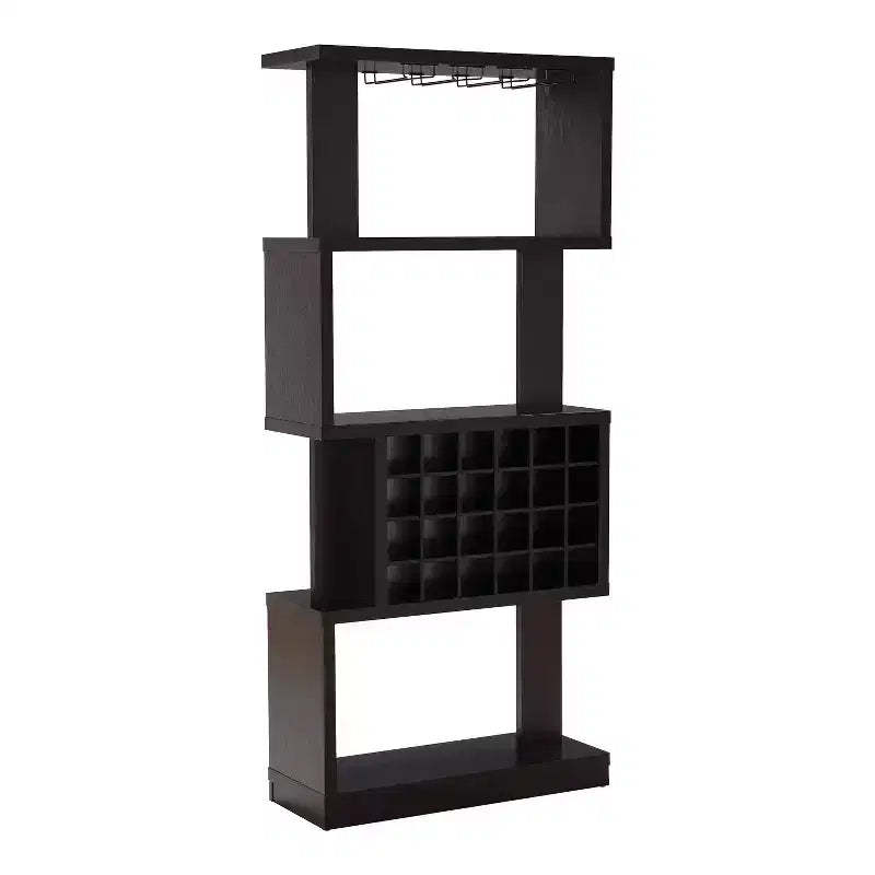 Robin Contemporary 4 Tier Wine Stand Cappuccino - miBasics: Holds 24 Bottles, Stemware Storage
